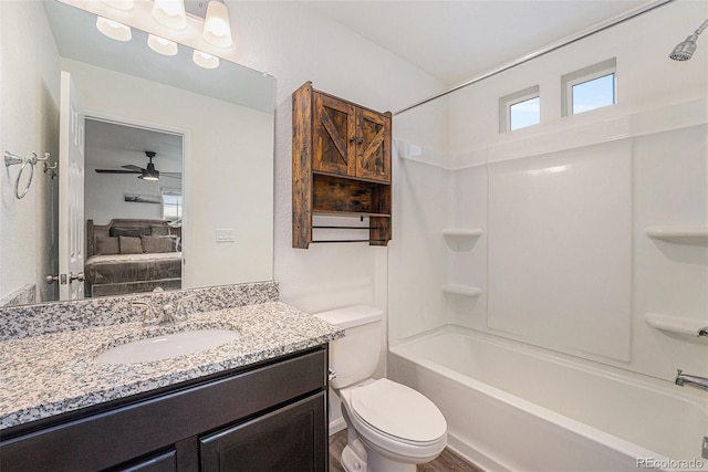 3934 N Quatar Ct, Aurora, CO 80019 - ensuite bathroom with shower / bath combination, vanity, and ceiling fan