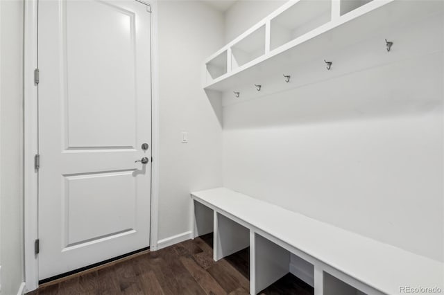 mudroom featuring dark hardwood / wood-style floors