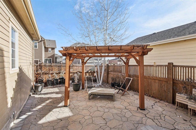 view of patio / terrace featuring a pergola