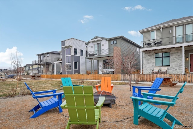 view of playground featuring a fire pit