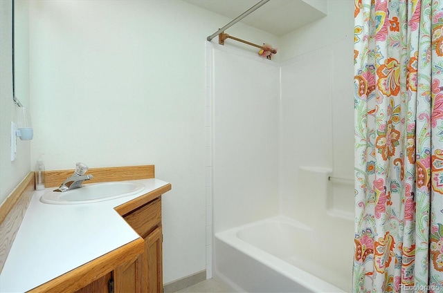 full bathroom with vanity and shower / bath combo