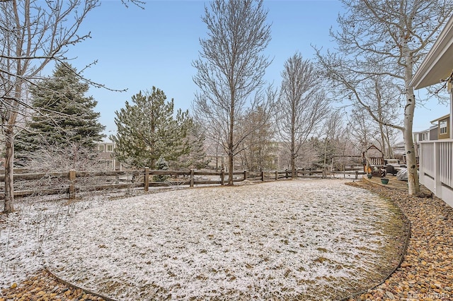 view of yard featuring fence