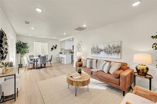 living room featuring light hardwood / wood-style floors