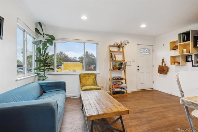 2870 Pontiac St, Denver, CO 80207 - living room with wood finished floors, recessed lighting, and baseboards