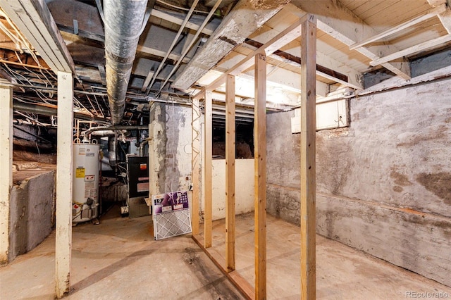 basement with gas water heater