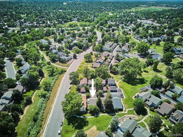 7713 E Jamison Dr, Centennial, CO 80112 - aerial view of property and surrounding area featuring nearby suburban area