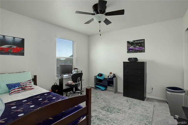 975 Alta St, Lochbuie, CO 80603 - carpeted bedroom featuring baseboards, a desk, and ceiling fan