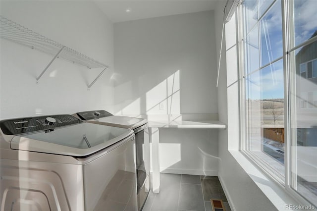 washroom featuring separate washer and dryer and tile patterned floors