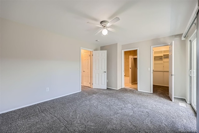 6727 S Race St, Centennial, CO 80122 - unfurnished bedroom with carpet flooring, a spacious closet, a closet, a ceiling fan, and ensuite bath