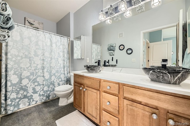 10467 W Hampden Ave Unit 204, Lakewood, CO 80227 - bathroom with double vanity, a shower with curtain, and tile patterned floors