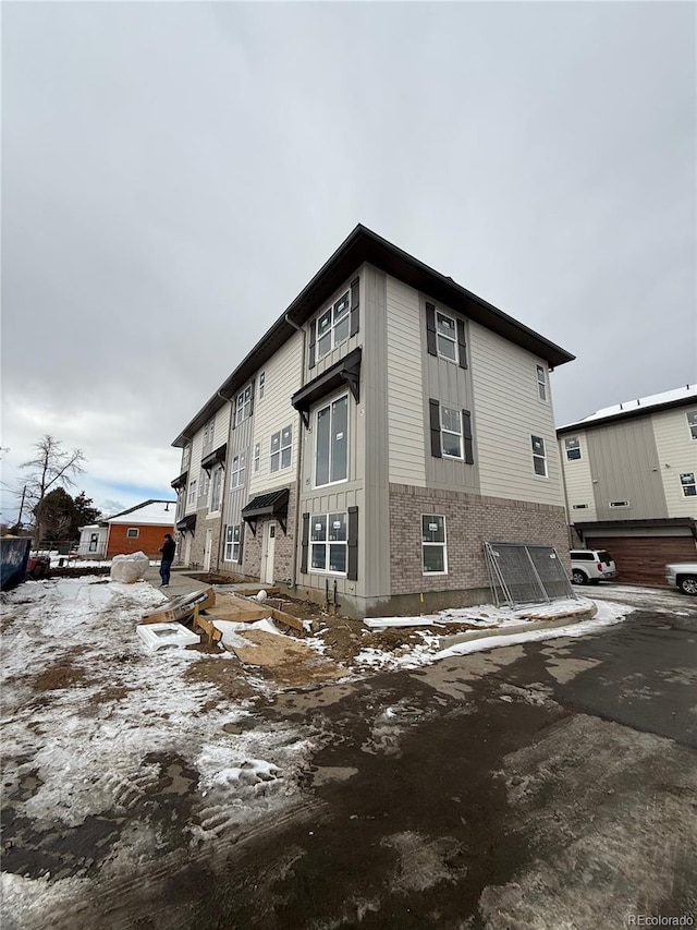 view of snow covered exterior