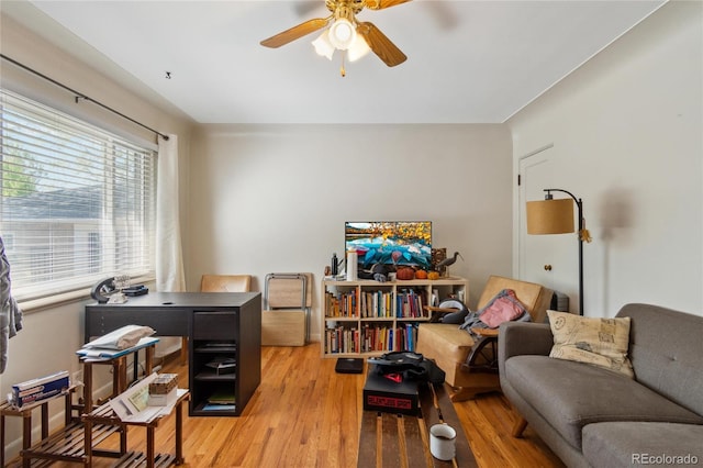 236 S Clarkson St, Denver, CO 80209 - office area with ceiling fan and light wood finished floors