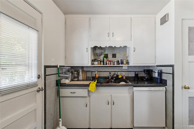 236 S Clarkson St, Denver, CO 80209 - kitchen featuring dishwasher, white cabinetry, plenty of natural light, and dark countertops