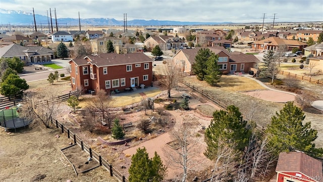 aerial view with a residential view and a mountain view