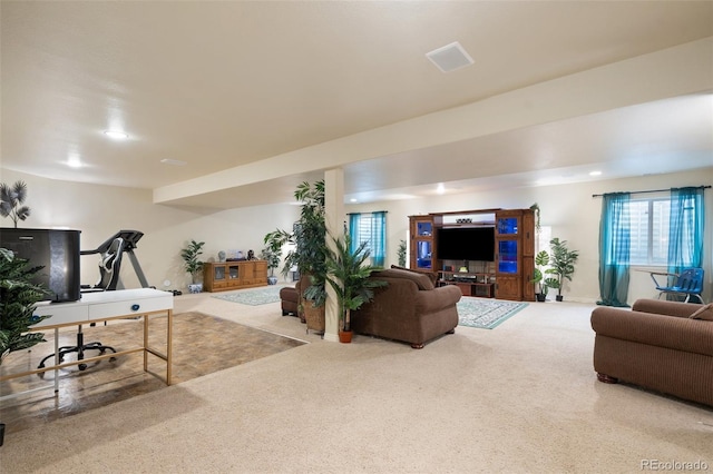 living room featuring carpet floors