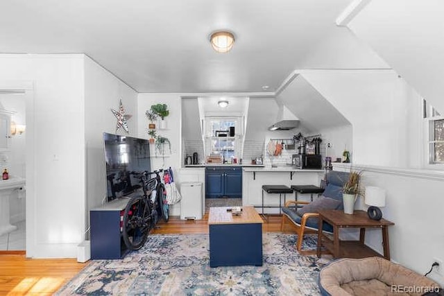 living room with light wood-type flooring