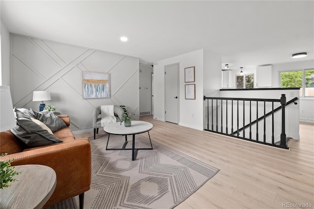 living room featuring light hardwood / wood-style flooring