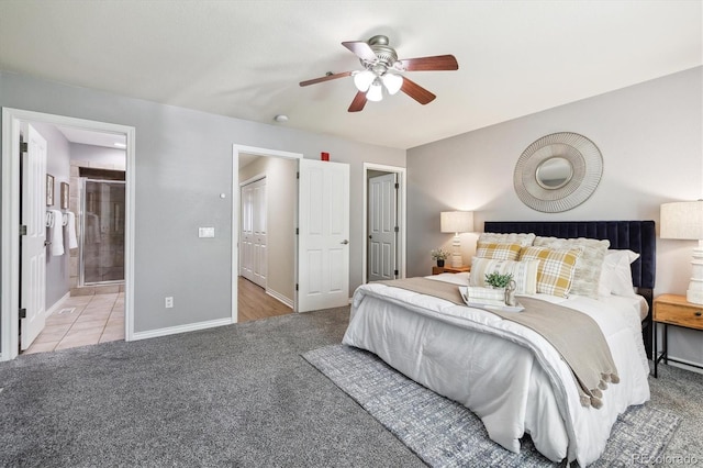 3030 Wyandot St Unit 4, Denver, CO 80211 - carpeted bedroom featuring baseboards, ceiling fan, and ensuite bath