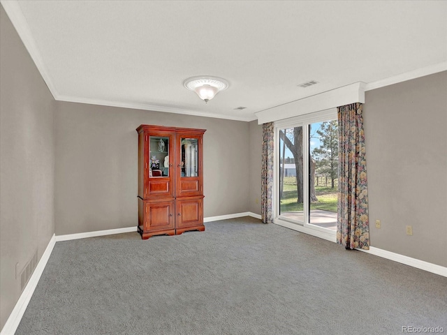 12798 Tomahawk Rd, Parker, CO 80138 - carpeted spare room with baseboards, visible vents, and crown molding