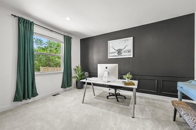 5078 S Quail St, Littleton, CO 80127 - carpeted office space featuring an accent wall and recessed lighting