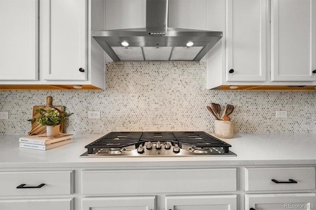 5078 S Quail St, Littleton, CO 80127 - kitchen featuring exhaust hood, stainless steel gas stovetop, light countertops, and white cabinetry
