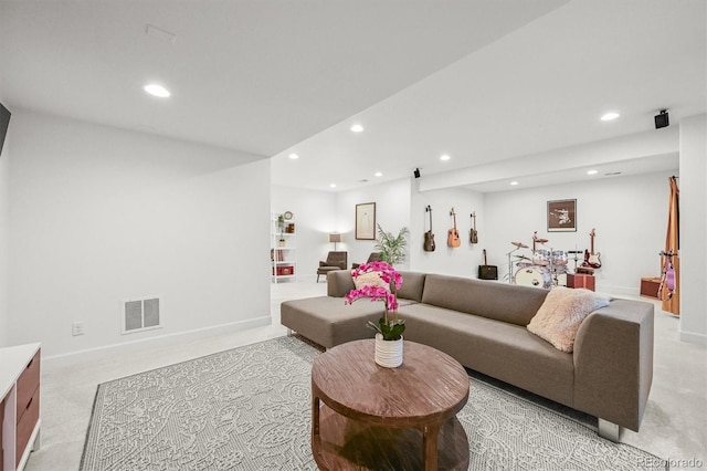 5078 S Quail St, Littleton, CO 80127 - living room featuring recessed lighting and light colored carpet