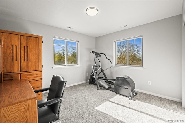 4942 Grove St, Denver, CO 80221 - workout area featuring carpet floors, baseboards, and visible vents