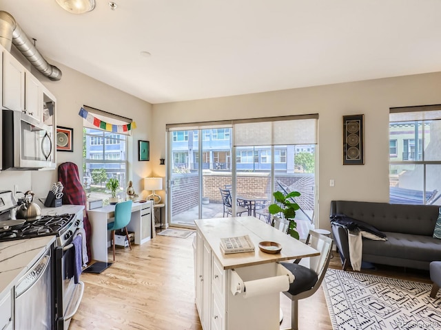 1441 Central Unit 305, Denver, CO 80211 - kitchen with appliances with stainless steel finishes, white cabinetry, and plenty of natural light