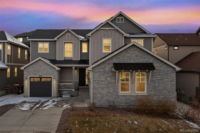 craftsman-style home with covered porch