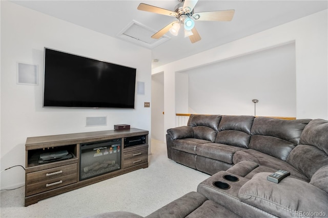 20835 E 47th Ave, Denver, CO 80249 - living area with carpet, attic access, and ceiling fan