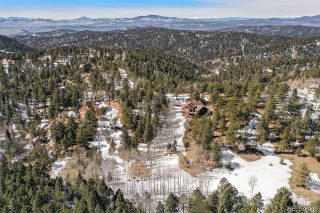 bird's eye view with a mountain view