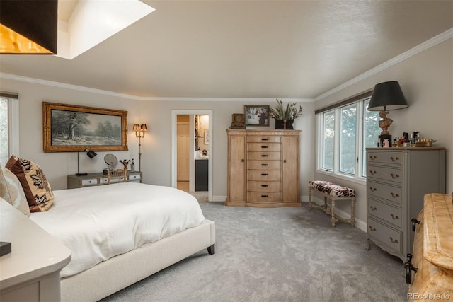 1854 Foothills Dr S, Golden, CO 80401 - bedroom featuring ornamental molding, baseboards, and light carpet