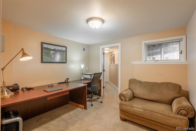 1854 Foothills Dr S, Golden, CO 80401 - office area featuring a textured ceiling, light colored carpet, and visible vents