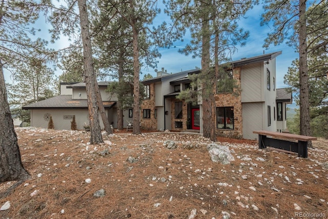 1854 Foothills Dr S, Golden, CO 80401 - view of front facade with stone siding