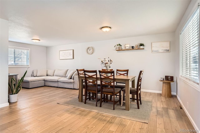 dining room with light hardwood / wood-style floors