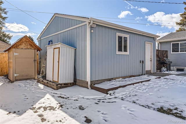 view of snow covered structure