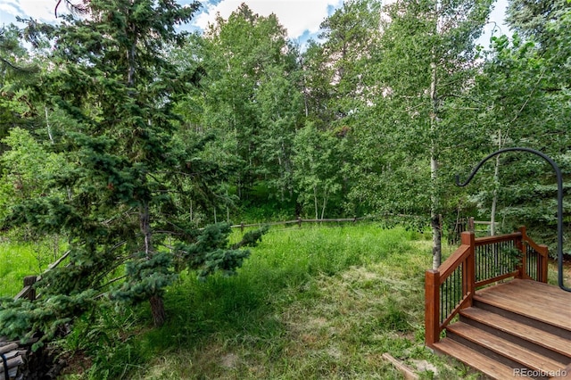 20223 Goins Dr, Morrison, CO 80465 - view of yard with a wooden deck