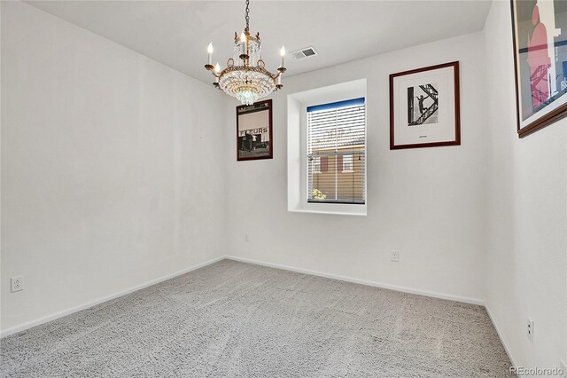 3437 Rosato Dr Unit C, Highlands Ranch, CO 80126 - unfurnished room with a chandelier, carpet floors, and baseboards