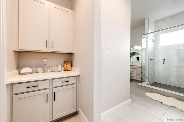 bar featuring white cabinets