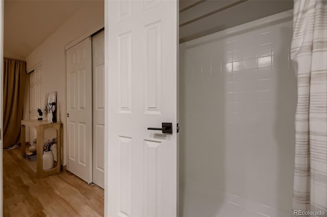 hallway featuring light wood-type flooring