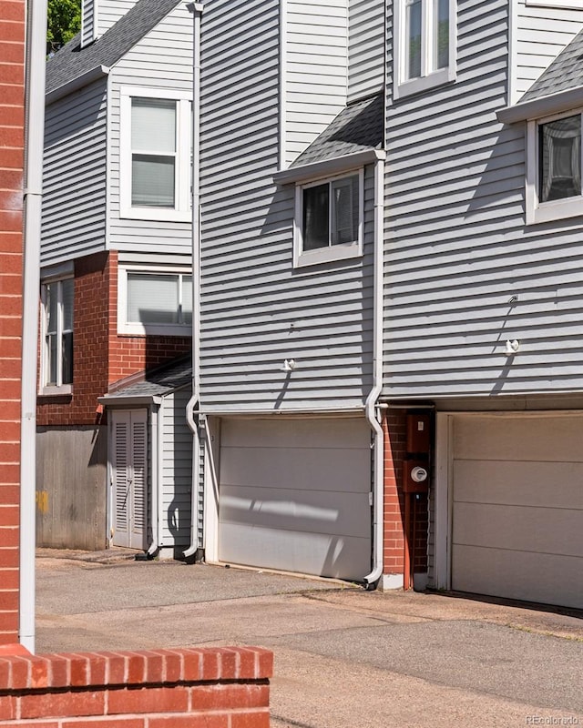 exterior space featuring a garage