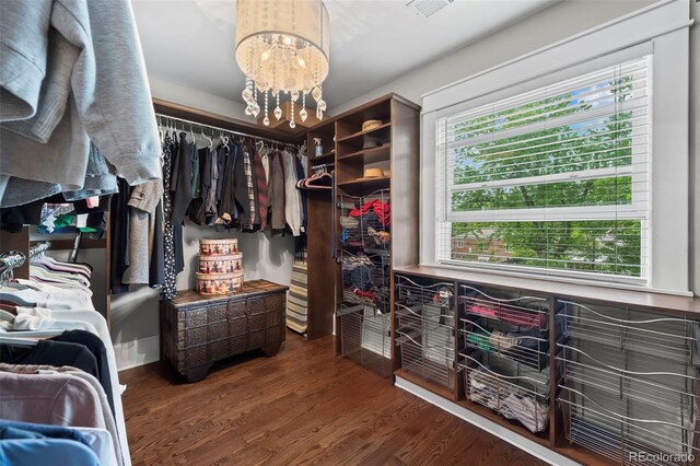 5675 S Crocker St, Littleton, CO 80120 - spacious closet featuring a chandelier and wood finished floors
