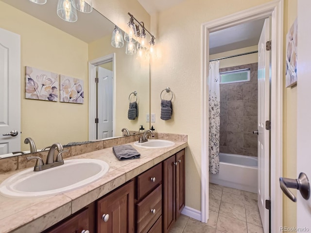 11074 Grayledge Cir, Highlands Ranch, CO 80130 - full bath featuring double vanity and shower / bath combo with shower curtain