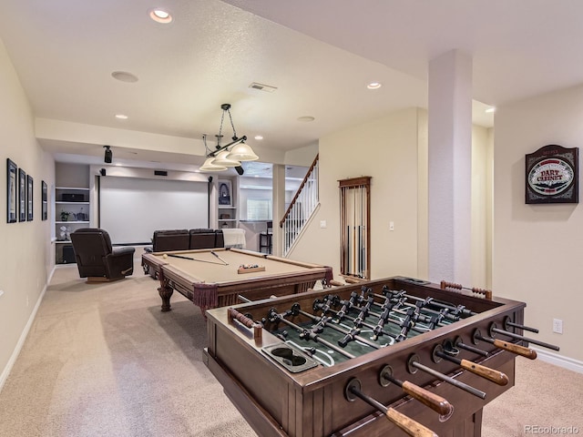 11074 Grayledge Cir, Highlands Ranch, CO 80130 - playroom with carpet, recessed lighting, and pool table