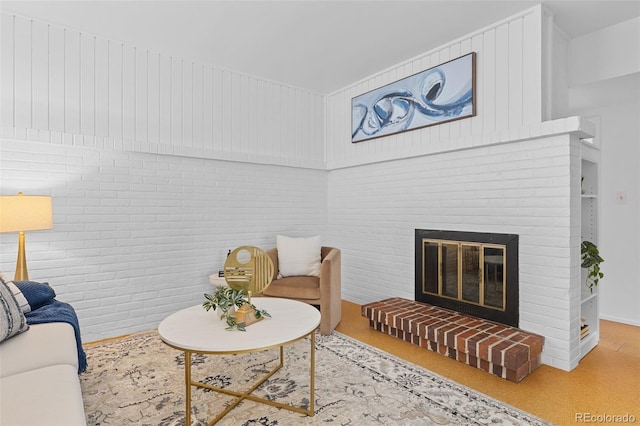 1420 E Bates Ave, Englewood, CO 80113 - living area with brick wall and a fireplace