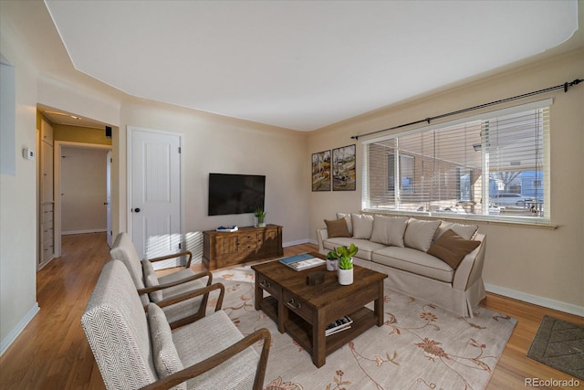 living room featuring light hardwood / wood-style floors