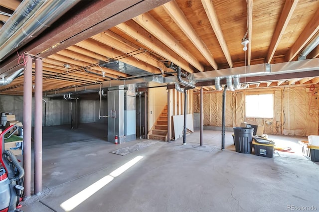 basement featuring stairway