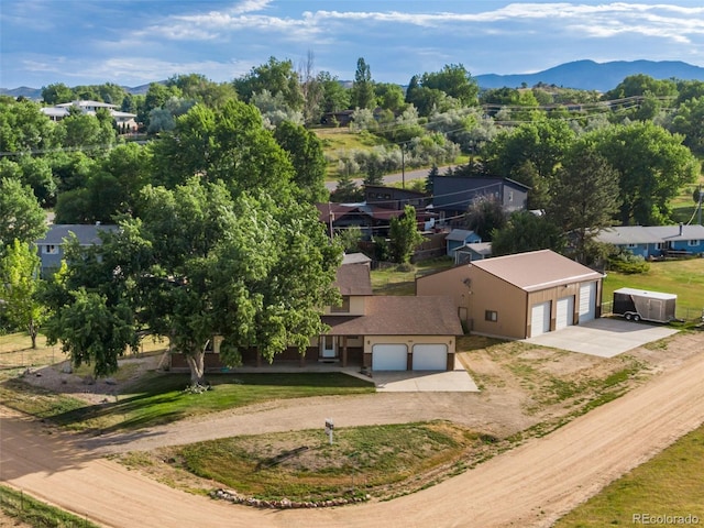 aerial view with a mountain view