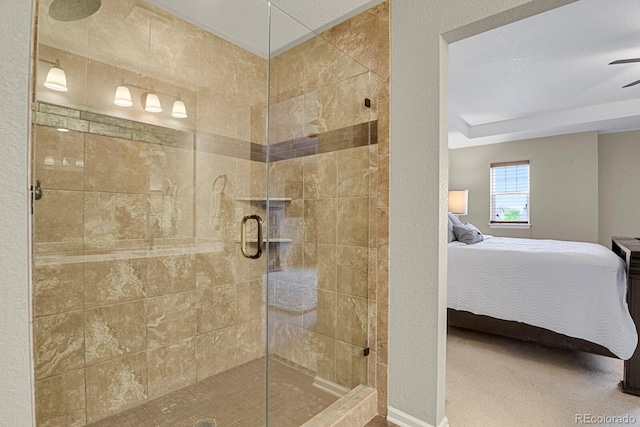 30 S Ider Way, Aurora, CO 80018 - bathroom with ensuite bath, a shower stall, and ceiling fan