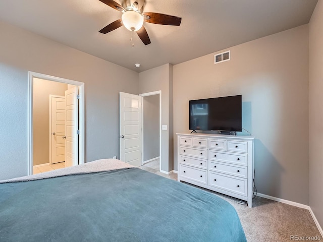 22466 E Layton Cir, Aurora, CO 80015 - bedroom featuring baseboards, light colored carpet, and a ceiling fan